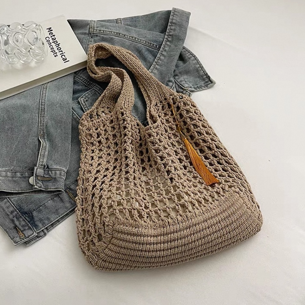 Crochet Shoulder Bag – Tan Boho Style OS NWT